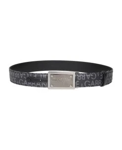 Dolce & Gabbana Belt In Jacquard Fabric With Metal Dg Plate