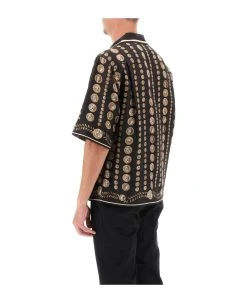 Dolce & Gabbana Coin Print Silk Short Sleeve Shirt -Stylish Men-Dolce & Gabbana c59d506e0193b1cf7ebae496315be90b