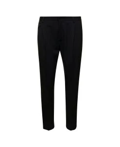 Dolce & Gabbana Black Slim Pants With Elastic Waistband In Wool Woman
