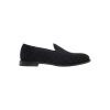 Dolce & Gabbana 'vivaldi' Black Loafers With All-over Logo Lettering In Velvet Man