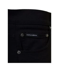 Dolce & Gabbana Black Skinny Jeans With Logo Plaque At The Back In Stretch Cotton Denim Man -Stylish Men-Dolce & Gabbana c8d0849951544f27145e28d4373d407c