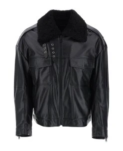 Dolce & Gabbana Leather-and-fur Biker Jacket