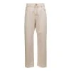 Dolce & Gabbana Cream Whie Wide-leg Jeans With Logo Plaque In Cotton Denim Man