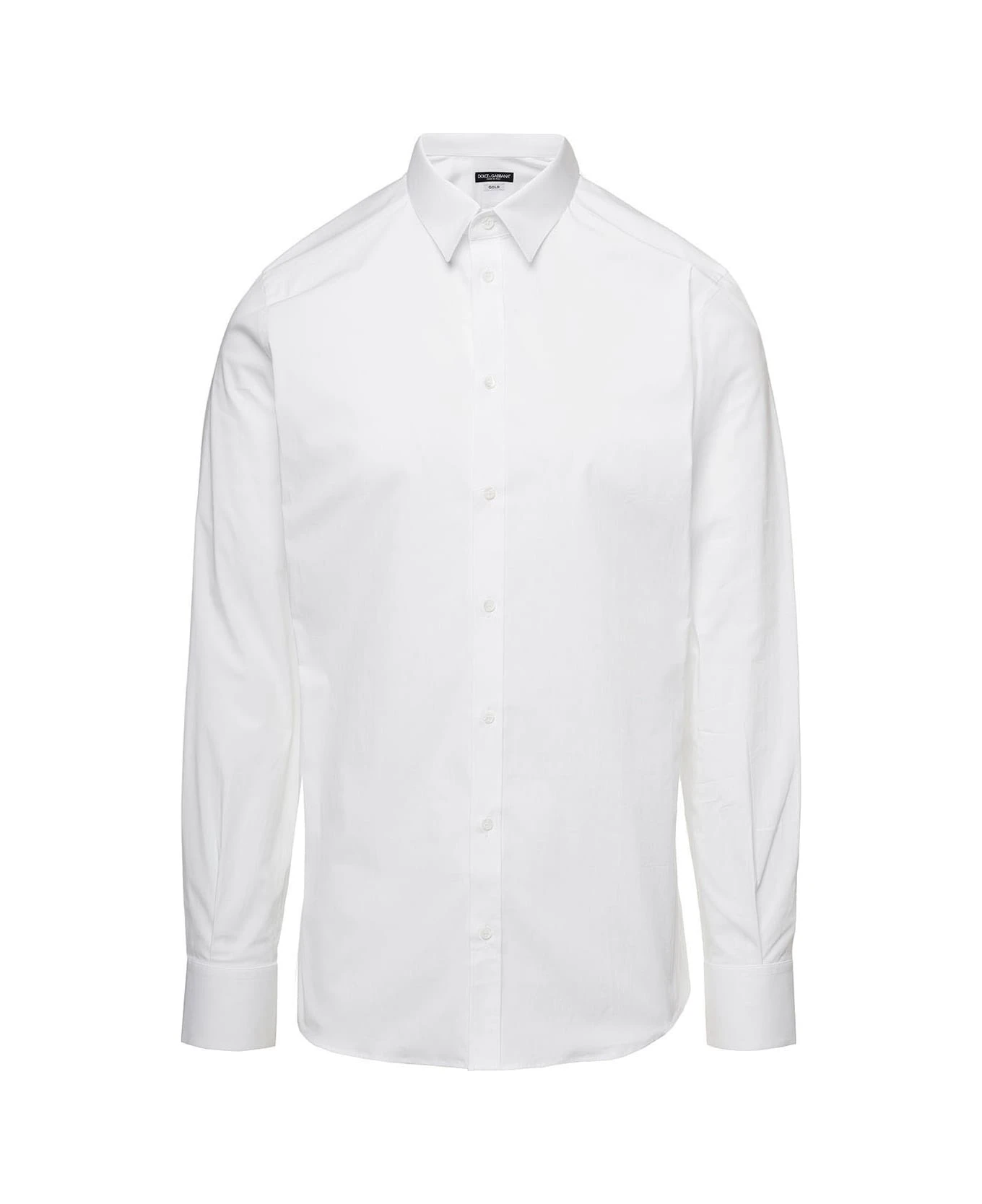 'gold' White Long Sleeves Shirt In Cotton Popline Man Dolce & Gabbana 1 'gold' White Long Sleeves Shirt In Cotton Popline Man Dolce & Gabbana