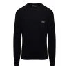 Dolce & Gabbana Black Sweater With Logo Plaque In Wool And Cashmere Man