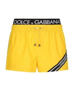 Dolce & Gabbana Logo Waistband Swim Shorts
