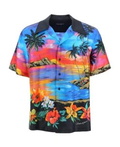 Dolce & Gabbana Short-sleeved Shirt With Hawaii Print
