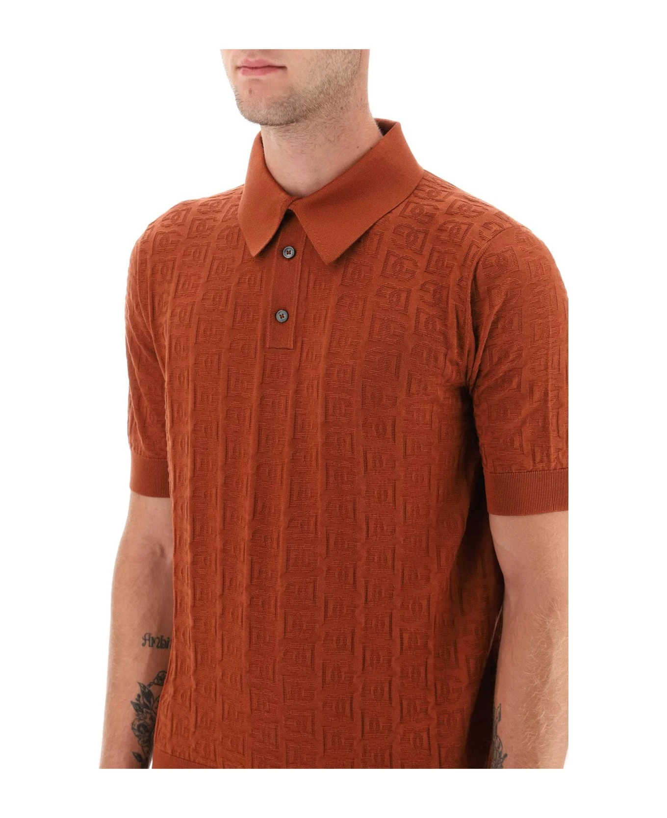 Dolce & Gabbana Polo Shirt In Monogram Jacquard Knit 4 Dolce & Gabbana Polo Shirt In Monogram Jacquard Knit - Image 4