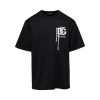 Dolce & Gabbana Black Crewneck T-shirt With Contrasting Logo Print In Cotton Man