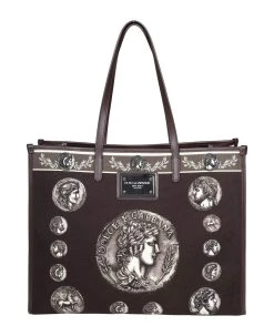 Dolce & Gabbana Coin Print Canvas Shopping Bag