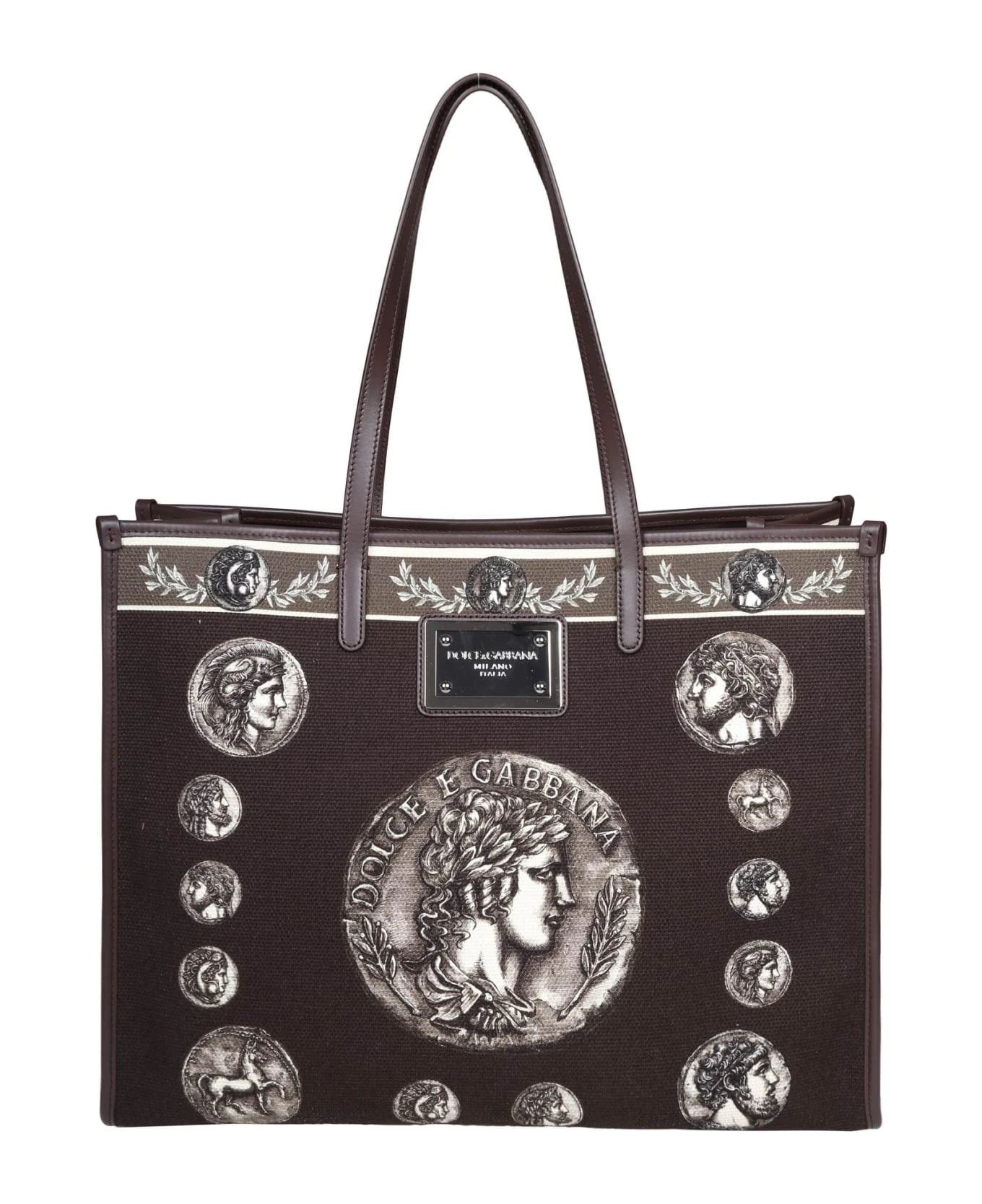 Dolce & Gabbana Coin Print Canvas Shopping Bag 1 Dolce & Gabbana Coin Print Canvas Shopping Bag