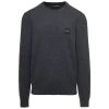 Dolce & Gabbana Grey Crewneck Sweater With Metal Logo Plaque In Wool And Cashmere Man